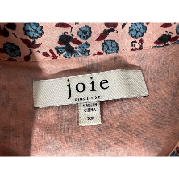 Joie Mini Dress Size XS Floral Print Button Up Gathered Long Sleeve Boho Chic - Picture 5 of 11
